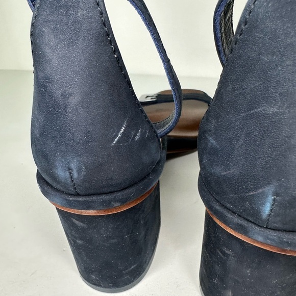 Tory Burch Gabrielle Suede Block Heel Sandal Royal Navy 8 1/2 - Picture 8 of 11